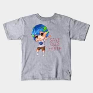 Earth Chan save our earth dabbing Kids T-Shirt